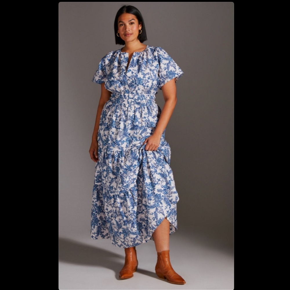 Anthropologie Somerset Maxi Dress - Blue & White - Size 2X